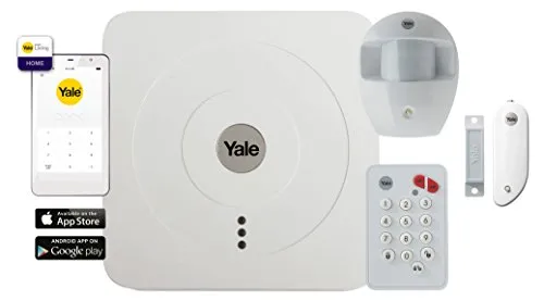 Yale SR-2100i – Allarme domestico connesso letto, sistema anti-intrusione senza fili: sirena 104 dB + rilevatori di movimento + apertura, notifiche push, e-mail e SMS