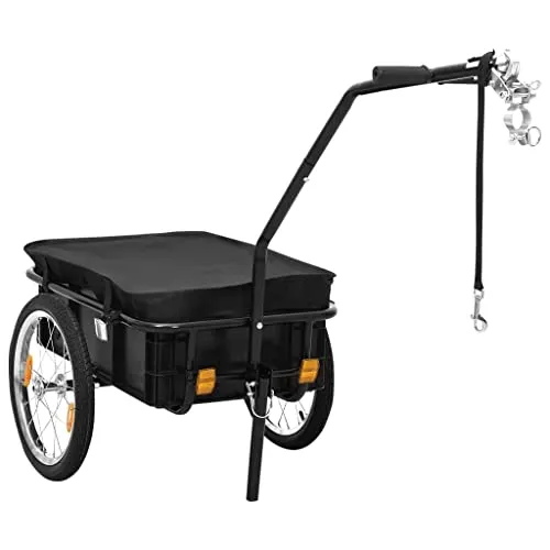vidaXL Rimorchio da Bici per Trasporto Merci in Acciaio Pieghevole Ante Battenti Traino Bicicletta Nero 50 kg Carrello Trasportino