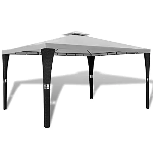 vidaXL Gazebo in Vimini con Tetto Bianco Crema 3x4m Impermeabile Tenda Tendone