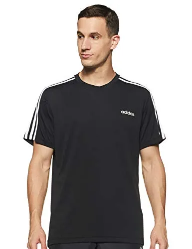 adidas M D2M 3S Tee T-Shirt, Uomo, Black/White, M