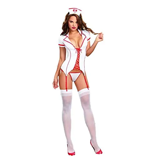 Nuova Divisa Da Infermiera Sexy Europea E Americana, Set Di Uniformi Di Lingerie Sexy Da Recitare In Costume Sexy Da Infermiera, Costume Completo Da Costume Di Ruolo Con Chiusura A Cerniera, Bianco