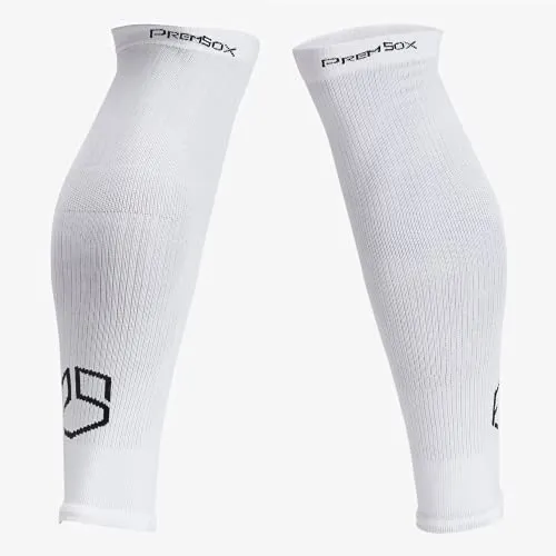 PremSox - Coppia di calzini da calcio per calzini, per gamba, adatti a parastinchi - bianco