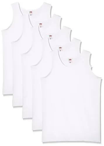 Fruit of the Loom 5-Pack Athletic Mens Canotta, Bianco (White), Large (Pacco da 5) Uomo