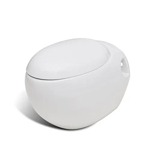 vidaXL Water da Parete Forma Uovo Design Unico Bianco Gabinetto Bagno Vaso WC