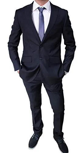 Mat Sartoriale Abito da Uomo Blu Scuro Completo Vestito Slim Fit Invernale (50)