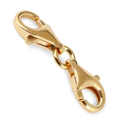 My-Bead Chiusura di base a moschettone doppia 24mm Argento 925 Placcato Oro per bracciali e collane Qualità da gioielliere