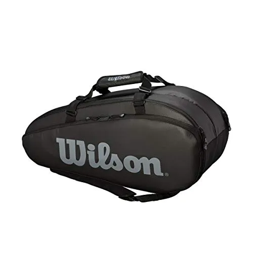 Wilson Tour 2 Comp, Borsa da Tennis Unisex-Adulto, Nero/Grigio, 9 Racchette