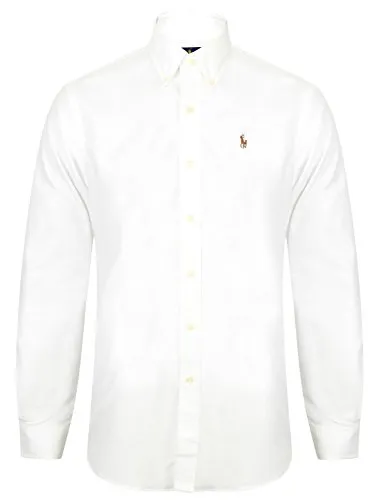 Ralph Lauren - Camicia da uomo con collo button down, in tessuto Oxford, vestibilità standard bianco S