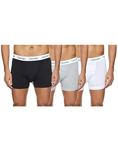 Calvin Klein 3 Pack Trunks - Cotton Stretch Intimo, Multicolore(Black/White/Grey Heather 998), M (Pacco da 3) Uomo