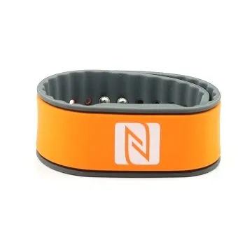 Braccialetto NFC, adatto per contatti, commercio, sport, 924 byte (NTAG 216), impermeabile, arancio/grigio, regolabili