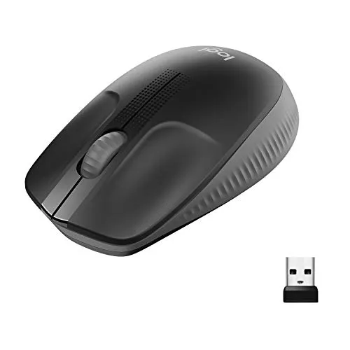 Logitech M190 Mouse Wireless, Design Ricurvo Ambidestro, Batteria fino a 18 Mesi con Funzione Risparmio Energia, Ricevitore USB, Cursore di Precisione, Rotella di Scorrimento, Nero