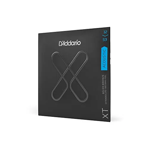 D'Addario XTABR1253, XT Corde in Bronzo 80/20 per Chitarra Acustica, Scalatura Leggera, 12-53