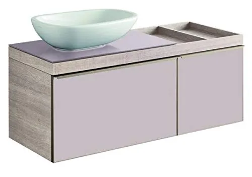 Geberit Citterio Vanity Unit 500564JI1, con Piano in Vetro e ripiano Destro, 118,4x54,3x50,4cm, Struttura Legno Quercia Beige - 500.564.Ji.1