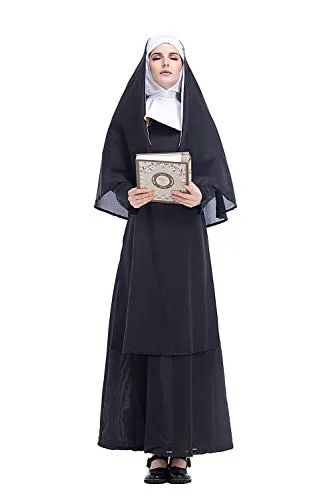 cultofmoon Costume da Suora delle Donne Pastore Cosplay Pastore Missionario di Gesu Cristo Costume di Carnevale di Halloween, XXL