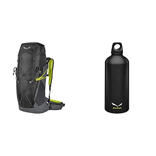 SALEWA Alp Trainer 35+3 Zaino Tecnico da Hiking, Unisex adulto, Black, Taglia Unica & Traveller Alu Borraccia in Alluminio, Unisex adulto, Black, Taglia Unica