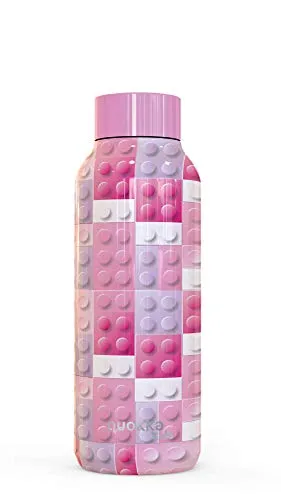 Quokka Kids Solid - Pink Bricks 510 ML | Bottiglia d'Acqua Thermo - Acciaio Inox