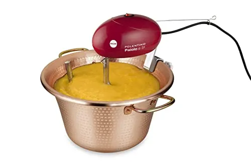 Macom 851 Paiolo Polenta con Miscelatore Elettrico, Rame 99,9%, Alimentazione 230V-50Hz, Diametro 31cm, Potenza 4W, 32 cm