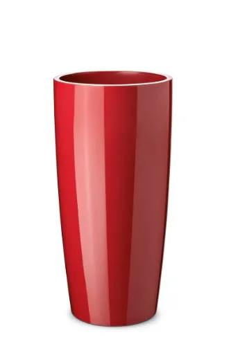 Floralo Teramo, vaso alto 35 cm di diametro x 70 cm di altezza, rosso, lucido, con inserto estraibile