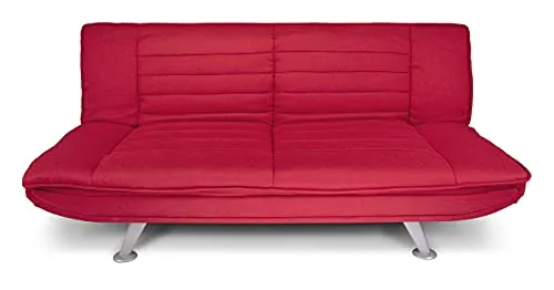 Divano letto clic clac in tessuto rosso - Divano 3 posti mod. Iris