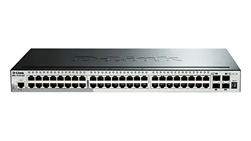 D-Link DGS-1510-52X/E, 52 porte Layer 2/3 Smart Managed Gigabit Stack Switch (48 x 10/100/1000 Mbit/s, 4 x 10 G SFP+) – Solo cavo di rete EU, Nero/Grigio