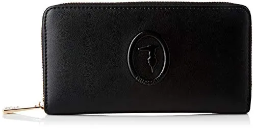 Trussardi Jeans Around, LISBONA Zip 3 Pocket LG Wallet Donna, Black, NR