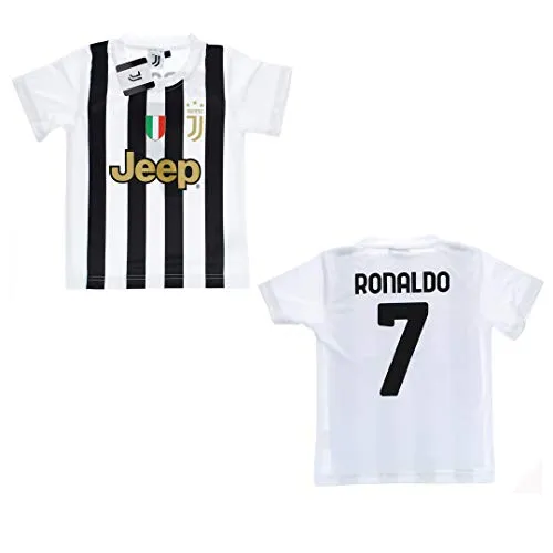 JUVE Juventus Maglia Tifoso Home Stagione 2020/2021 - Numero 7 Ronaldo CR7 - Bambino - Codice Autenticità - Scudetto Sempre Compreso - Scegli la Taglia (Taglia 6 Anni)