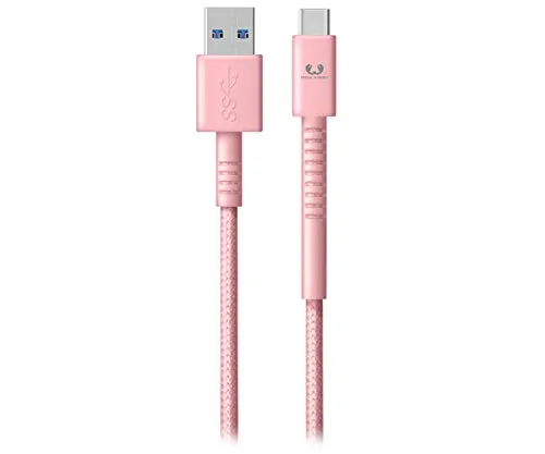 Fresh 'n Rebel Fabriq USB Type-C Cable 1,5m Cupcake |Cavo in Tessuto di Ricarica e sincronizzazione per Tutti i dispositive USB C, Rosa