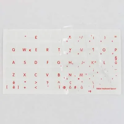 AdesiviTastiera.it - Adesivi tastiera Italiano fondo trasparente lettere rosse