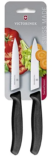 VICTORINOX Swiss Classic, set di coltelli da verdura da 2 pezzi, lavabili in lavastoviglie, inossidabili, colore nero
