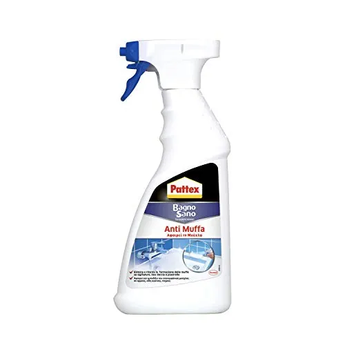 Pattex Bagno Sano Antimuffa Spray Igienizzante, Battericida spray al cloro attivo per fughe e sanitari, Spray antimuffa per sigillature sempre disinfettate, 1x500ml