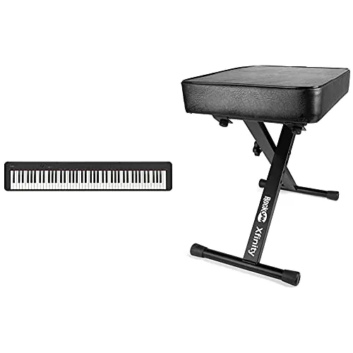 Casio CDP-S100 Pianoforte Digitale 88 Tasti Pesati & Rockjam Premium Imbottita Tastiera Panchina e Piano Sgabello Regolabile