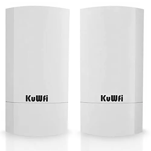 Accesso Point Esterno, KuWFi 300 Mbps Wireless Bridge/CPE Point-to-Point per Interni ed Esterni Supporta 1 KM di Distanza per Trasmissione Remota PTP, Applicazione PTMP