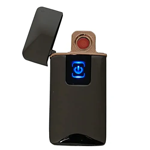 REPLOOD Accendino Elettrico USB con Spirale Riscaldante a Scomparsa con Chiusura Ricaricabile Antivento Elettronico Modello Kansas Accensione Touch (Nero)