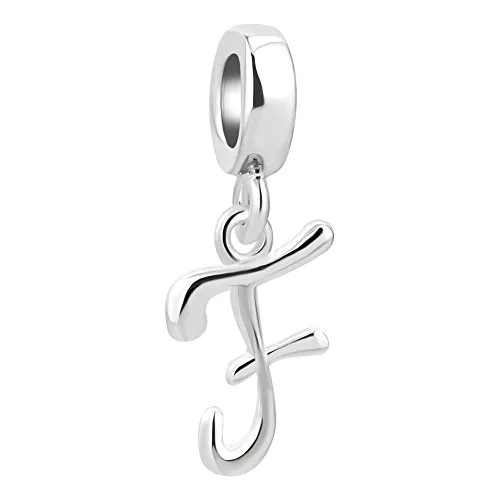 Uniqueen, ciondolo, a forma di lettera dell’alfabeto, in argento, compatibile con braccialetti in stile europeo e Argento, cod. UQ_DPC_MYSS906