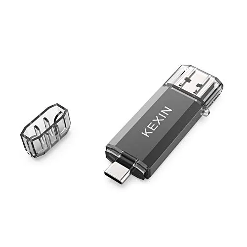 KEXIN 128GB Chiavetta USB 3.0 Pendrive 2 in 1 Memoria USB Type C Chiavette OTG Unità Flash Drive Portatile Pennette per Samsung/PC / Laptop Regali d'Affari Nero
