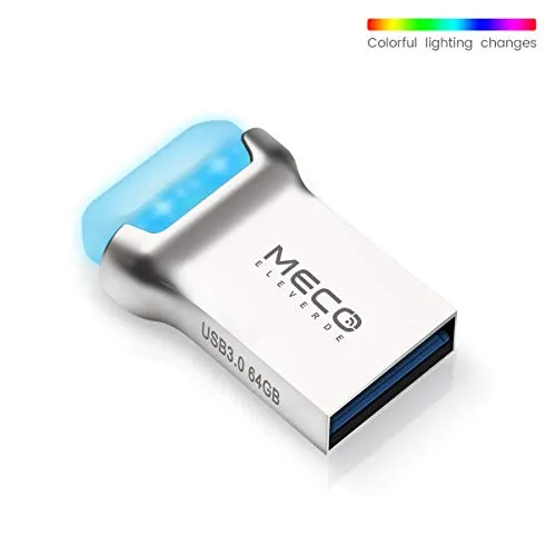 MECO ELEVERDE Chiavetta USB 64 GB 3.0 Mini Memoria Luz LED Colorato Pendrive unità Flash con Portachiavi Memory Stick Metallo Pennette Pen Drive per PC/Laptop/Smart TV Regalo per La Scuola/Ufficio