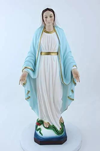 Statua della Madonna Miracolosa. Altezza cm. 50. Adatta per Ambienti Esterni e Interni. Realizzata in Resina. Prodotta e Realizzata in Italia.