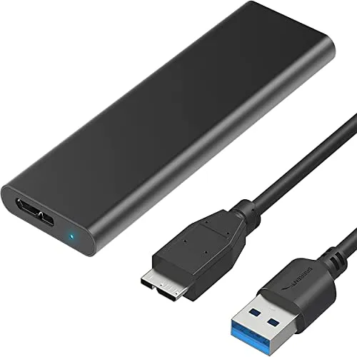 SABRENT Case SSD, da M.2 [NGFF] a USB 3.2 Gen 1, Adattatore SSD esterno, Custodia per disco esterno SATA, supporta B+M Key (solo per M.2 SATA SSD) tool free in Alluminio (EC-M2MC)