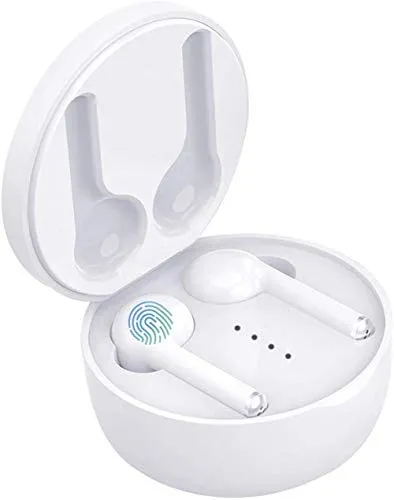 LCluckyml Auricolari Bluetooth 5.0, Cuffie Bluetooth Auricolari Wireless Stereo Senza Fili Sportivi in Ear con Custodia da Ricarica Microfono Leggeri Hi-Fi Cuffie (Bianco)