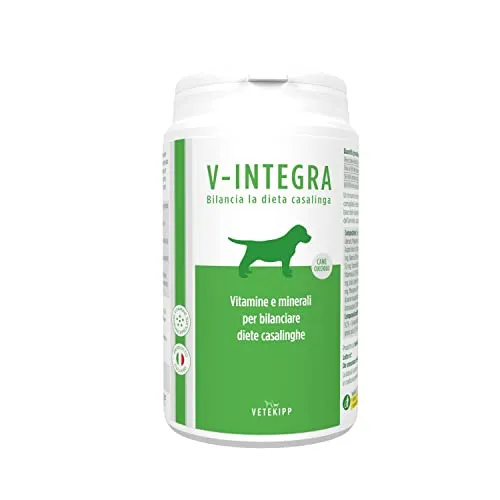 V-INTEGRA Cane Cucciolo - Integratore Completo Ricco di Vitamine e Minerali, per la Dieta Casalinga e BARF del Cane - 200g - Made in Italy