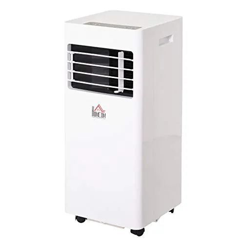 HOMCOM Condizionatore Ventilatore e Climatizzatore Portatile Bianco, Telecomando e Timer, 860W, 2 Livelli Ventilazione