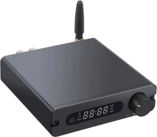 LiNKFOR HiFi Amplificatore Bluetooth 5.0 Audio Stereo 100W + 100W con IR Telecomando 192kHz DAC Convertitore da Audio Digitale Coassiale a Audio Analogico L/R Supporto Decodifica USB con Cavo Ottico