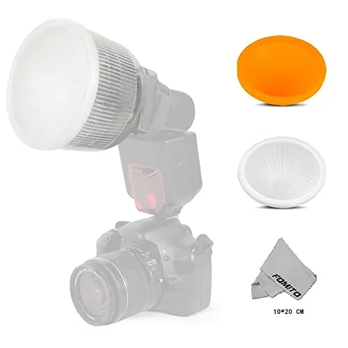 FOMITO Universale Cloud Lambency Flash Diffusore + 2 Pcs Cover Bianco & Arancione Set Per Flash Speedlite