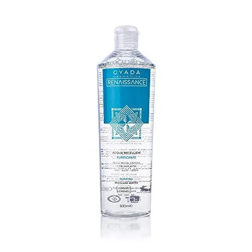 GYADA COSMETICS, Acqua Micellare Purificante, ad Azione Rinfrescante e Lenitiva, Indicata per Pelli Miste e Grasse, Elimina Makeup, Impurità e Particelle Inquinanti, a Base di Aloe Vera, 500 ml