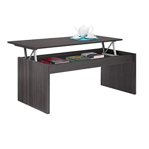 Habitdesign 001638G - Tavolino modello Zenit, tavolo per mobili da sala da pranzo rifinito in Grigio Cenere, Misure: 102 cm (larghezza) x 43/52 cm (altezza) x 50 cm (profondità)
