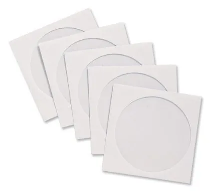 50 x High Grade White CD/DVD/BluRay Paper disco orario con buste con finestrella trasparente da Dragontrading