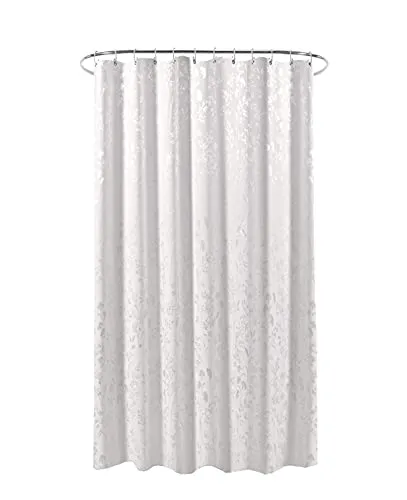 arteneur® - Tenda da doccia antimuffa, 120 x 180 cm, bianco con ornamenti argento, Öko-Tex Standard 100, orlo pesante, oscurante, impermeabile, lavabile, 8 anelli