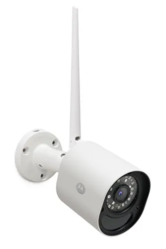 Motorola Focus 72 Outdoor - Videocamera Impermeabile HD Wi-Fi per l’esterno, Infrarossi Visore Notturno, Rilevatore di Movimenti, IP66 - Bianco