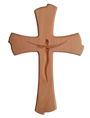 Kaltner Präsente - Crocifisso in vero legno di faggio, idea regalo moderna, per parete, 35 cm