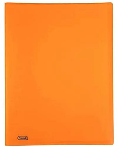 Favorit 400102287 Portalistino Neon con 40 Buste Formato Interno 22X30 cm, Arancio Fluo, arancione